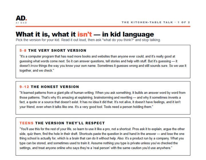 Inside the Playbook: the kitchen-table talk in kid language